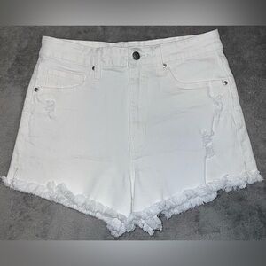 No Boundaries White Frayed Jean Shorts